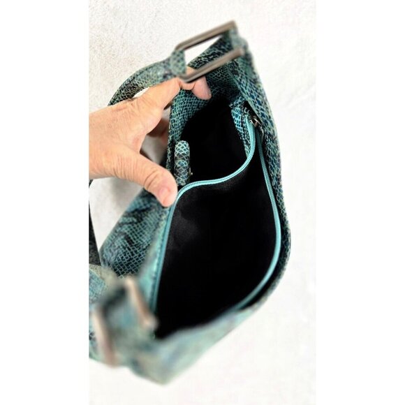Crossbody Tote Faux Teal Snakeskin by I.N.C International Concepts Medium Size - Picture 4 of 15